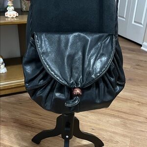 Sharif black leather ruched crossbody bag, VINTAGE